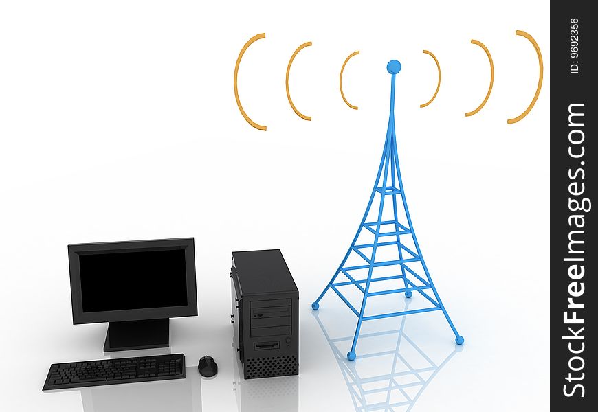 3d render of radio tower. Communication concept. 3d render of radio tower. Communication concept.