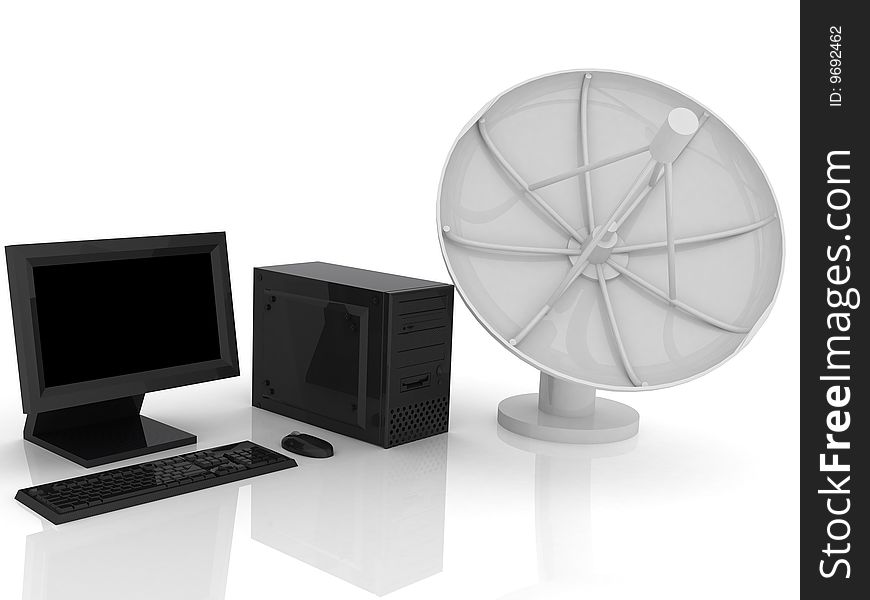 3d render of Satellite dish. Communication concept.