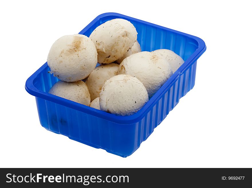 Cup of mushrooms, dish mushroom isolates against a white background