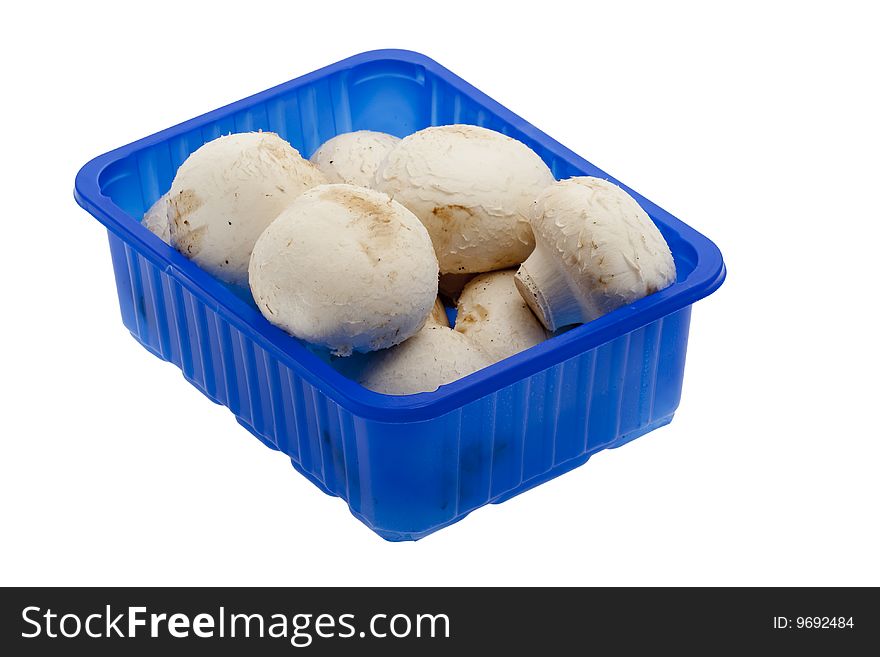 Cup of mushrooms, dish mushroom isolates against a white background