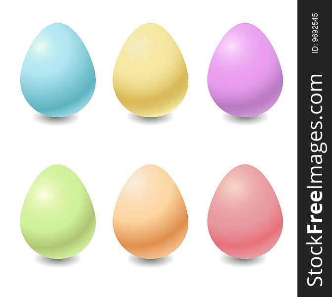 Vector illustration  of the different colors easter eggs .