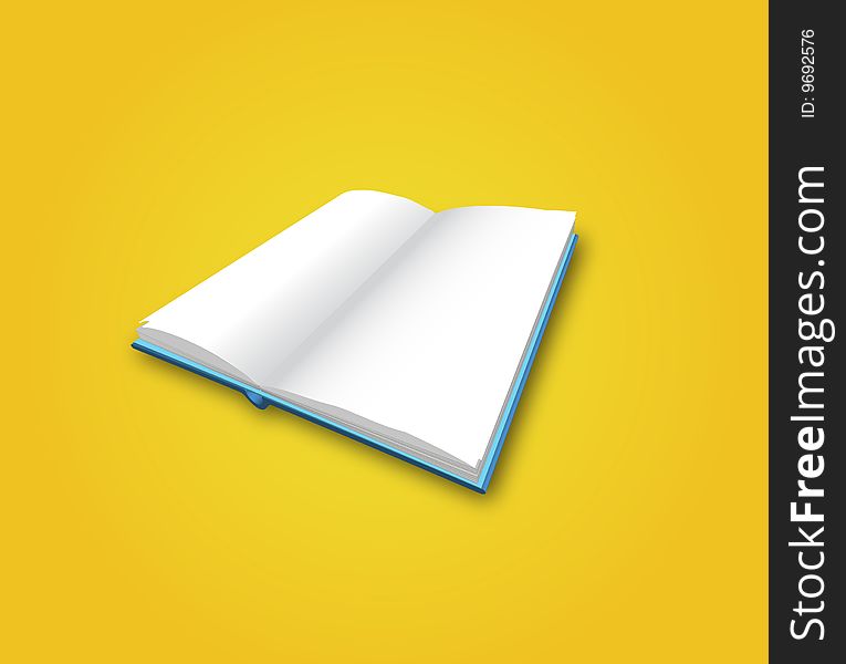 Illustration of open book on yellow background. Illustration of open book on yellow background
