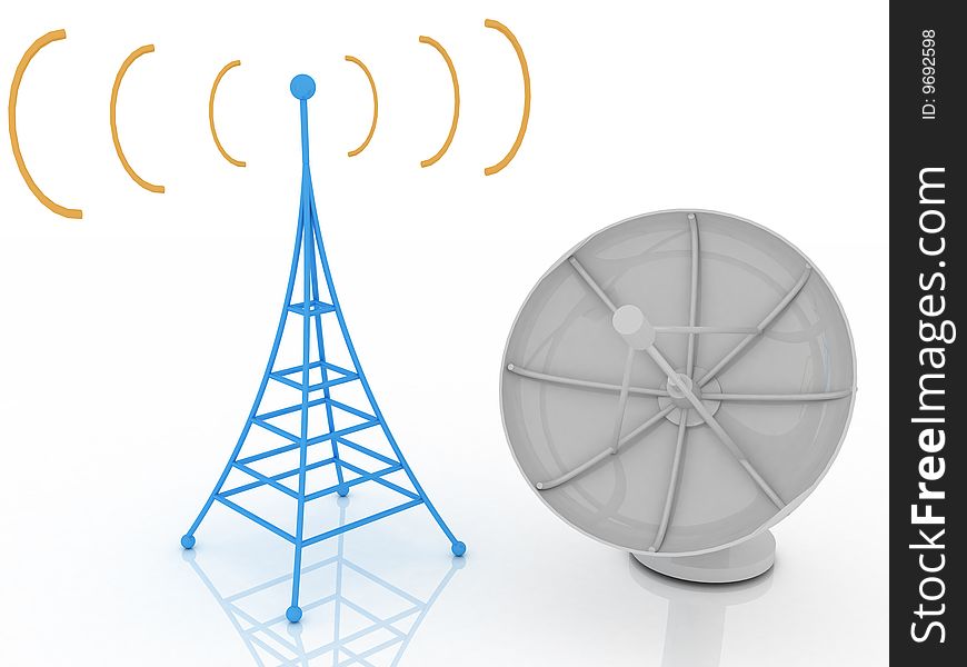 3d render of radio tower. Communication concept. 3d render of radio tower. Communication concept.