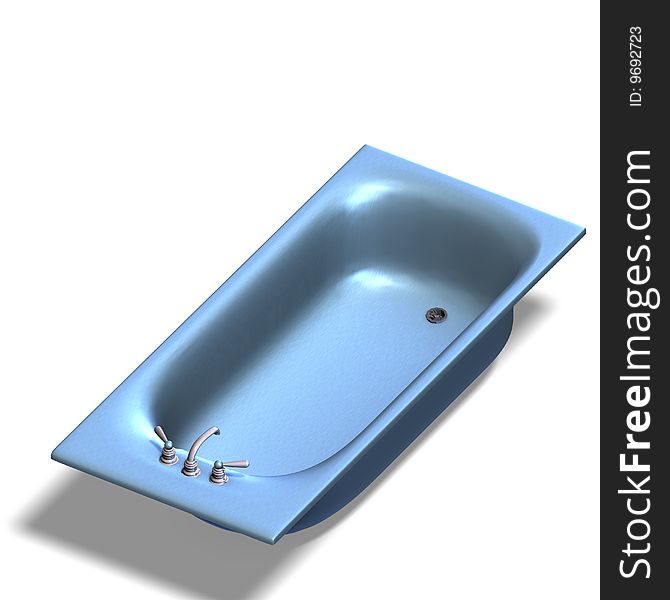 3d rendering of a bathtube with Clipping Path and shadow over white