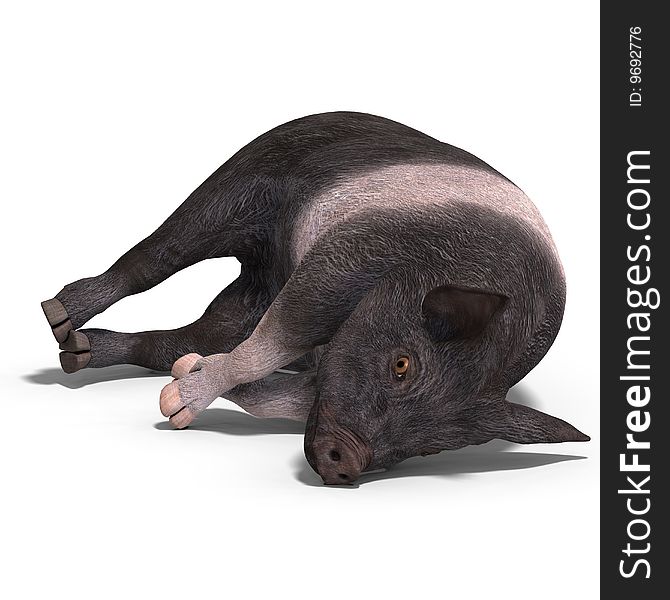 Rendering of a young pig with Clipping Path and shadow over white. Rendering of a young pig with Clipping Path and shadow over white