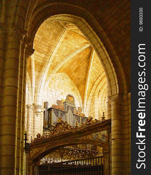 The interior of the Collegiate Covarrubias, Burgos, Spain. The interior of the Collegiate Covarrubias, Burgos, Spain