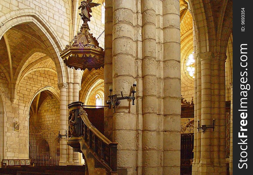 The interior of the Collegiate Covarrubias, Burgos, Spain. The interior of the Collegiate Covarrubias, Burgos, Spain