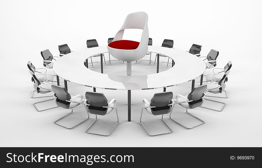 Isolated Conference table with chairs