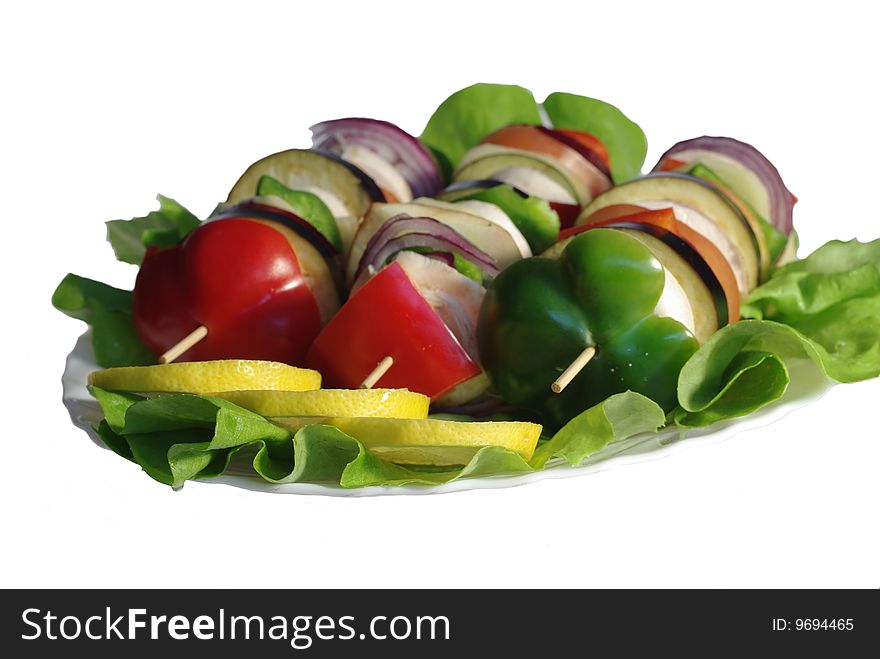 Healthy barbecue on white background