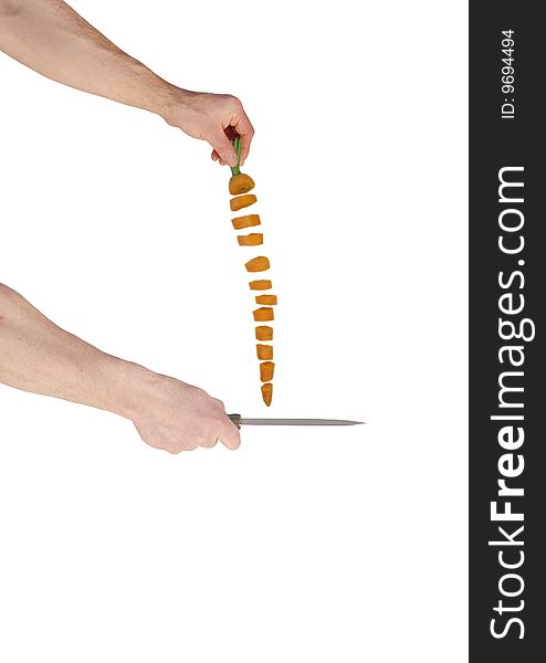 Quick cuts of carrot on white background