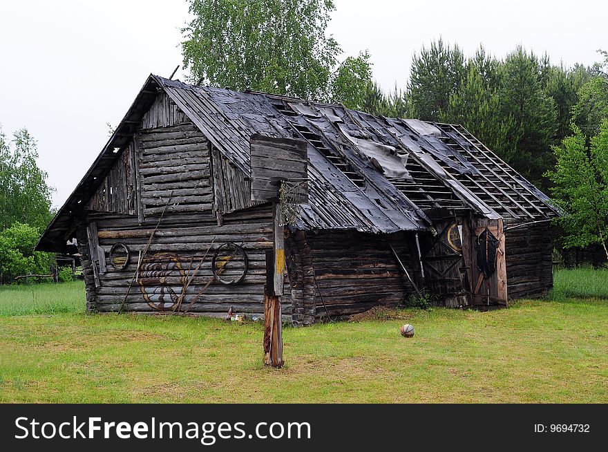Old farmstead house in south Lithuania.