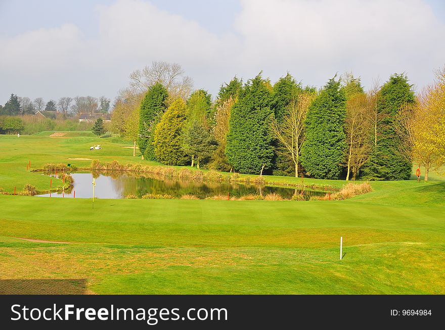 Late Springtime sun illuminating a part of the very popular and well known De Vere Staverton Golf Course in Central England. Late Springtime sun illuminating a part of the very popular and well known De Vere Staverton Golf Course in Central England