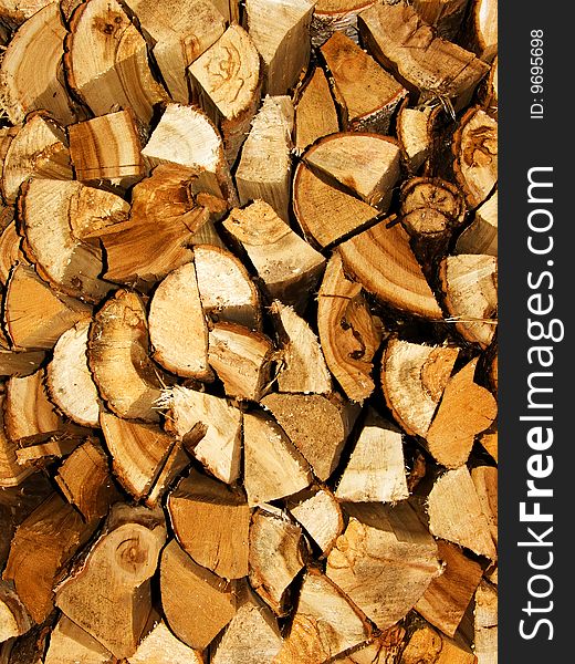 Fire wood from a tree the chipped an abstract background