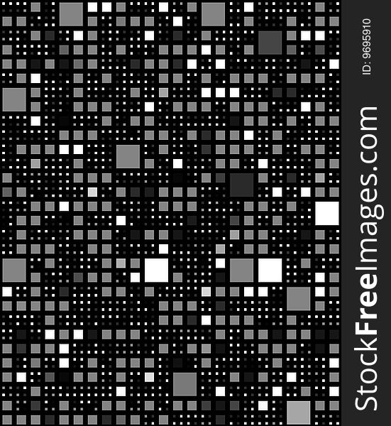 Monochrome seamless texture of black to white squares in different sizes. Monochrome seamless texture of black to white squares in different sizes