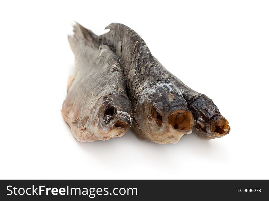 Dried fish, roech insulated on white background