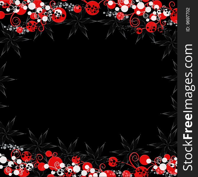 Flower and circle shapes on black background. Flower and circle shapes on black background