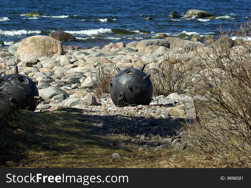 Old World War II naval mine. Old World War II naval mine