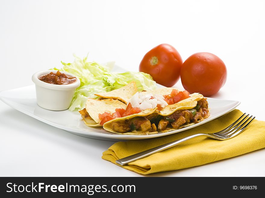 Delicious chicken quesadilla and fresh vegetables