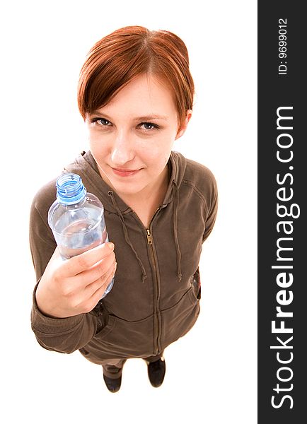 Active woman on white background