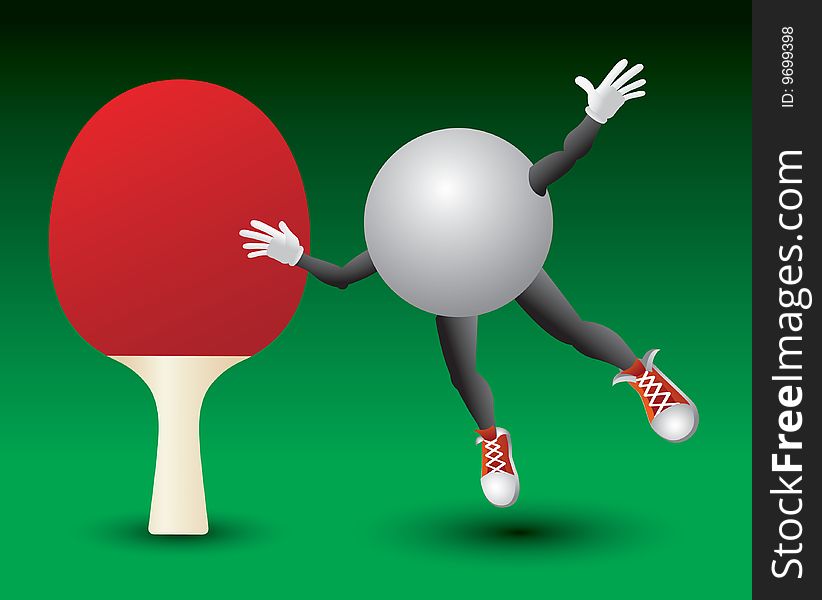 Ping pong ball character and paddle