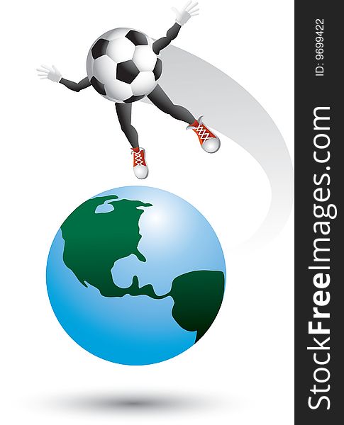 Soccer Ball Character On Top Of The World