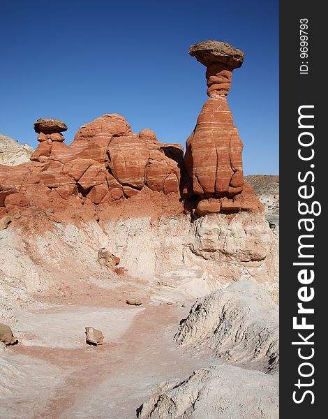 A rock toadstool in the desert