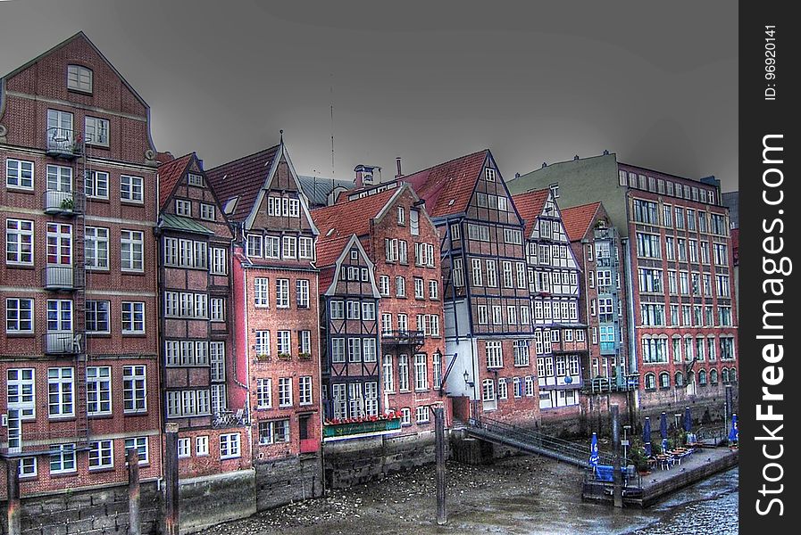 Waterway, Water, Reflection, Town