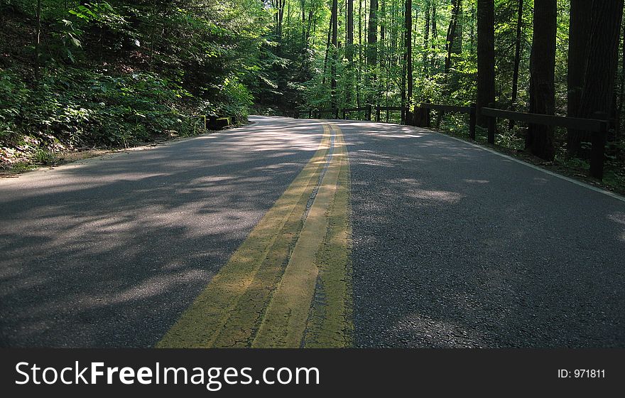 A winding road through the Cleveland Metroparks. A winding road through the Cleveland Metroparks