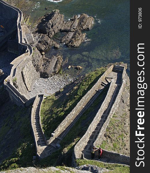 Stairs leading to San Juan de Gazteluatxe's chapel, Vizcay, Spain