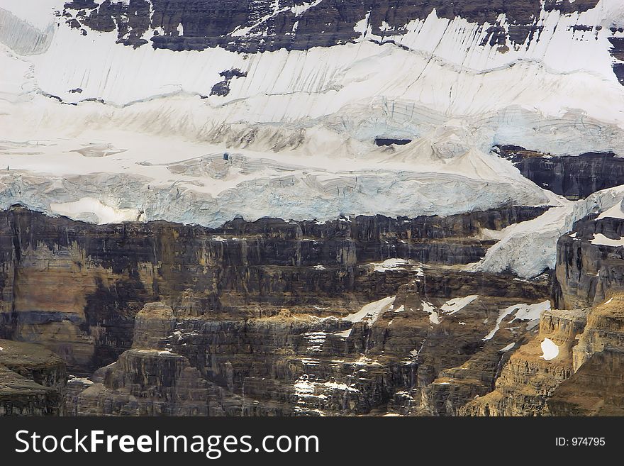 Glacier on one of the mountains in Banff National Park