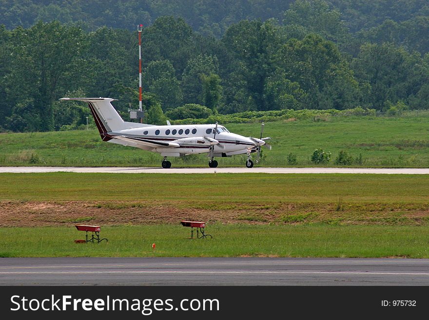 Small plane landing. Small plane landing