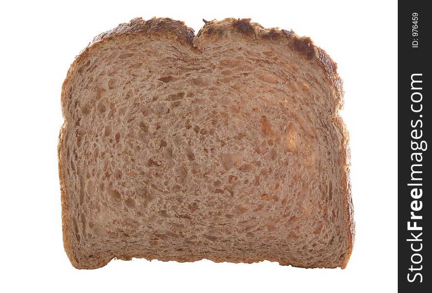 A slice of brown bread isolated on white and clipping path included