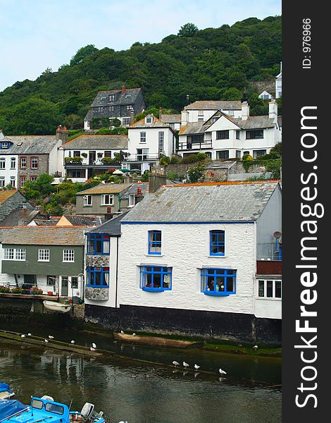 Scene from a traditional Cornish fishing village