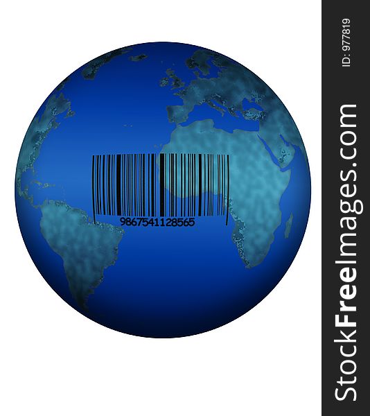 A barcoded earth with shadow. A barcoded earth with shadow