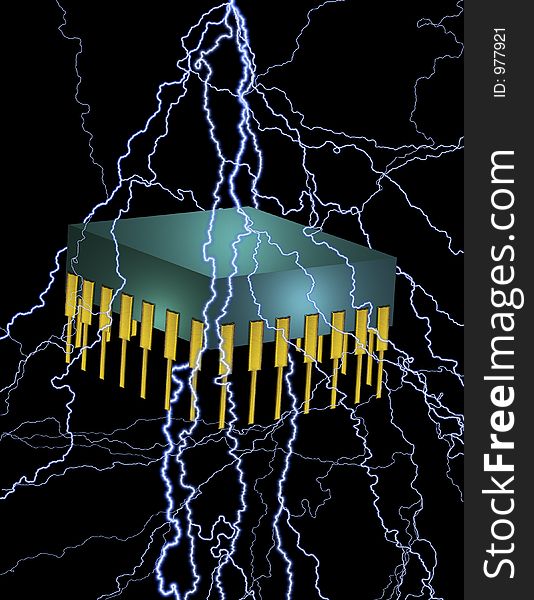 A voltage charged electronic chip. A voltage charged electronic chip