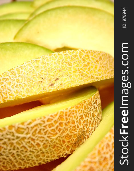 Piece cantaloupe in closeup