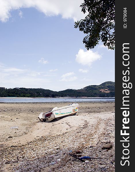 A speedboat wreck on the coast of Koh Samui, Thailand. A speedboat wreck on the coast of Koh Samui, Thailand