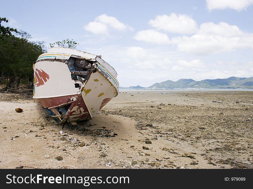 A speedboat wreck on the coast of Koh Samui, Thailand. A speedboat wreck on the coast of Koh Samui, Thailand