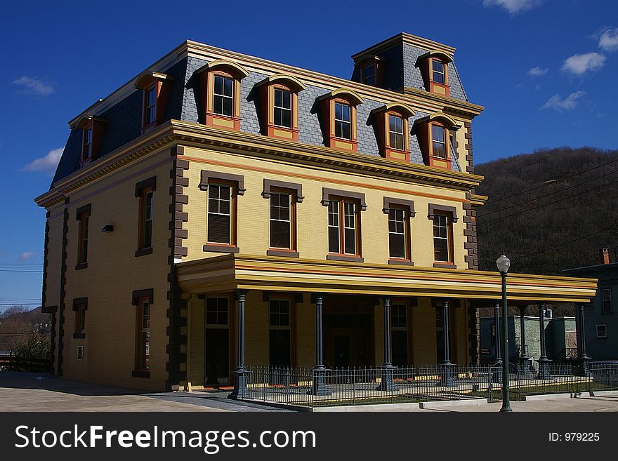 The Atkins Mansion, located in Pottsville, Schuylkill County, Pennsylvania, has been refurbished to reflect it's original design. This home was built during the original heyday of the Anthracite Coal period.