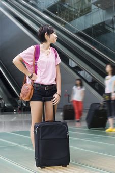 Asian Girl At Singapore S Changi Airport Terminal Stock Image