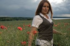 Young Businesswoman In A Field Of Flowers Stock Images Young Businesswoman In A Field Of Flowers Stock Images