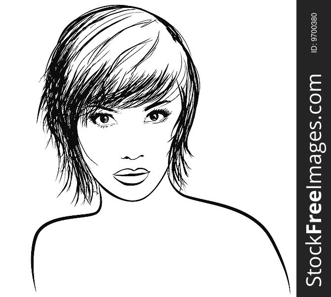 Vector illustration of a very pretty girl with nice haircut