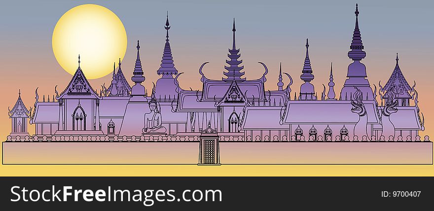 Vector illustration of Bangkok royal palace