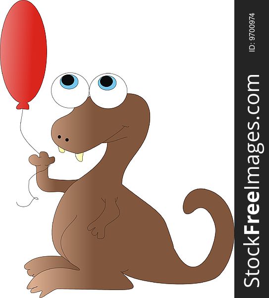 Brown Dragon with Balloon