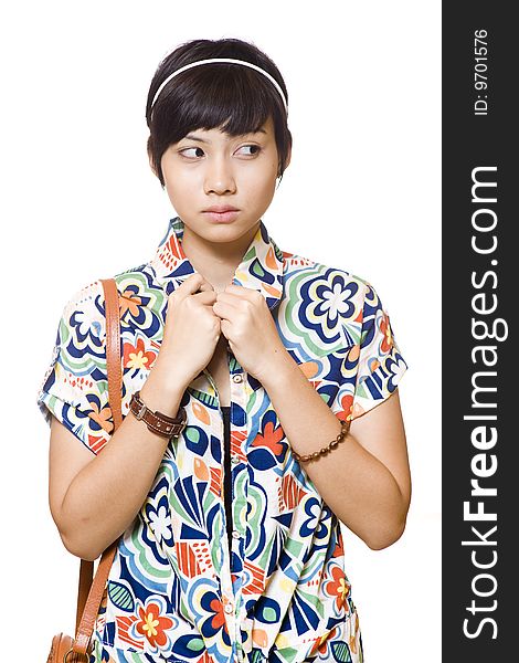 Asian girl portrait on white background