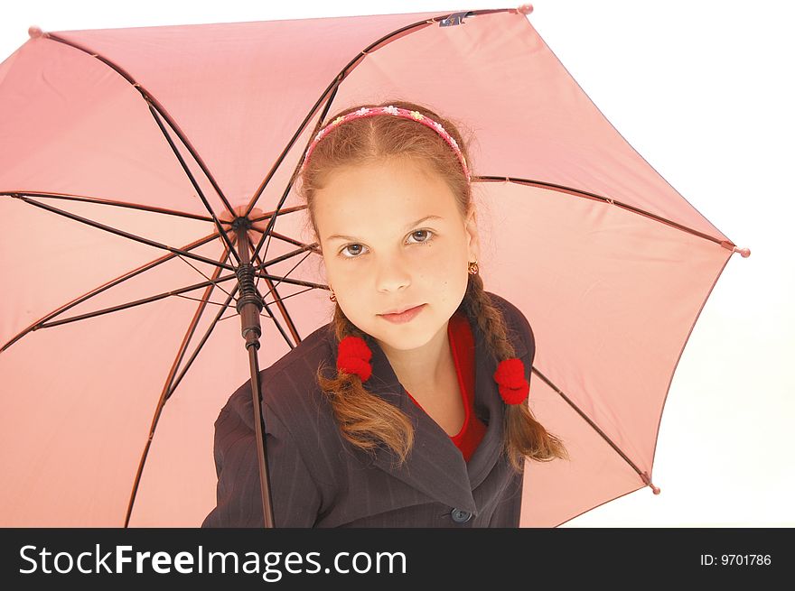 Cute Teenager Girl with a pink Umbrella