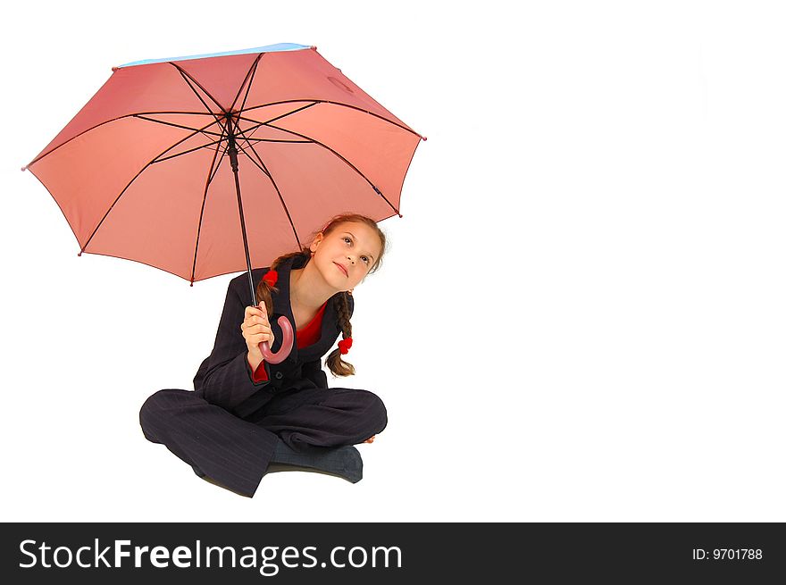 Cute Teenager Girl with a pink Umbrella