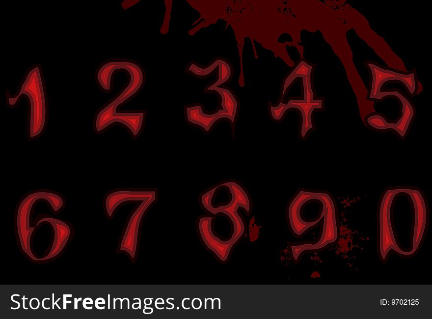 Vector Illustration: Gothic alphabet . Figures/ numbers