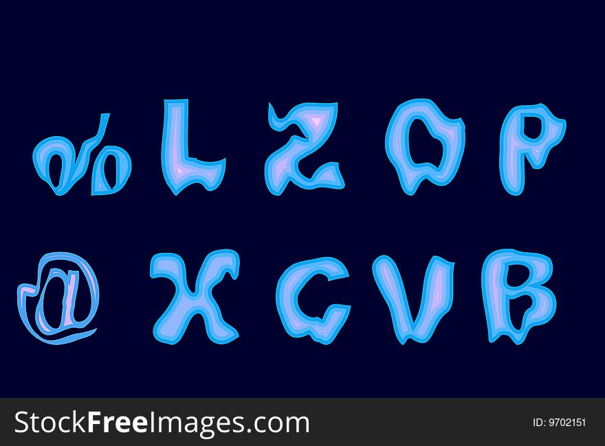 Vector Illustration: Gothic alphabet . Figures/ numbers