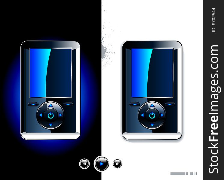 Realistic mp3 player on modern background